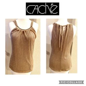 Gold metallic halter top by Cache